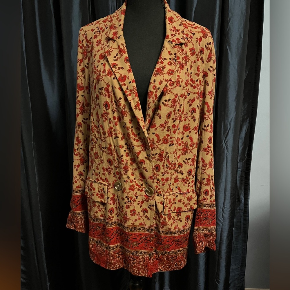 Free People Bellflower Boho Floral Print Blazer